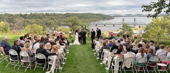 Wedding ceremony at Pioneer Park in Stillwater, Minnesota