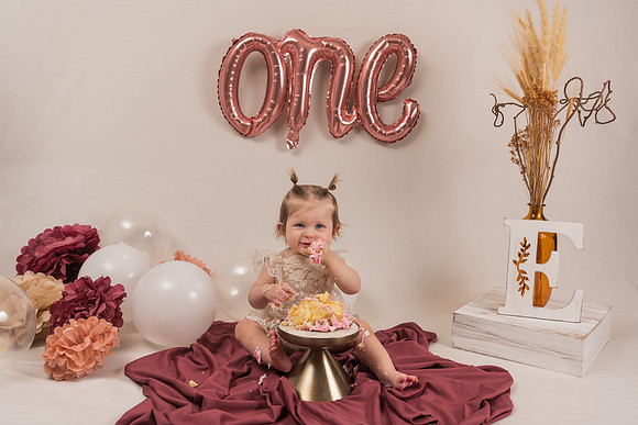1 Year Old girl cake smash photo session in Breezy Point, MN